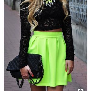 Neon green skater skirt